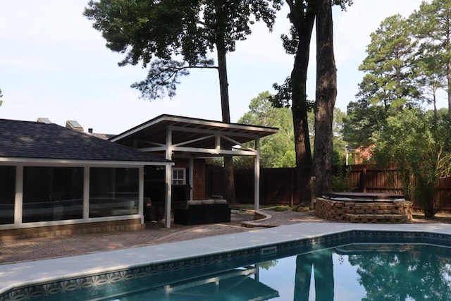 7400 Standing Boy Rd, Columbus, GA 31904 - view of swimming pool featuring a fenced backyard, an outdoor hangout area, a patio area, and a jacuzzi