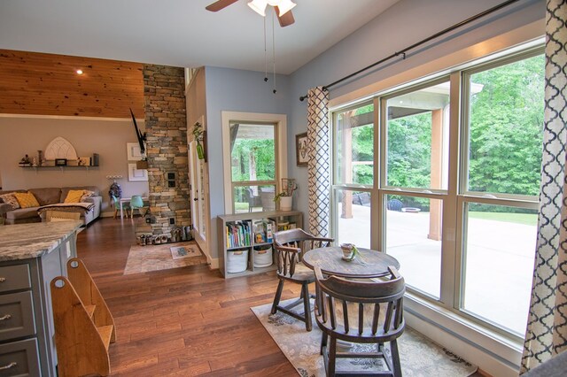 299 Savior Ln, Hamilton, GA 31811 - dining area featuring dark wood-style floors and ceiling fan