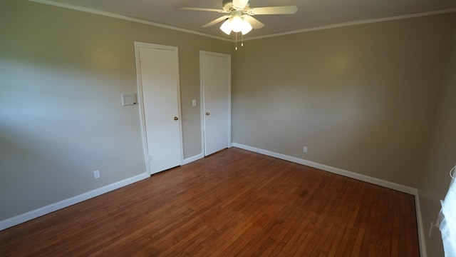 4525 Sentry St, Columbus, GA 31907 - spare room with ceiling fan, wood finished floors, and ornamental molding