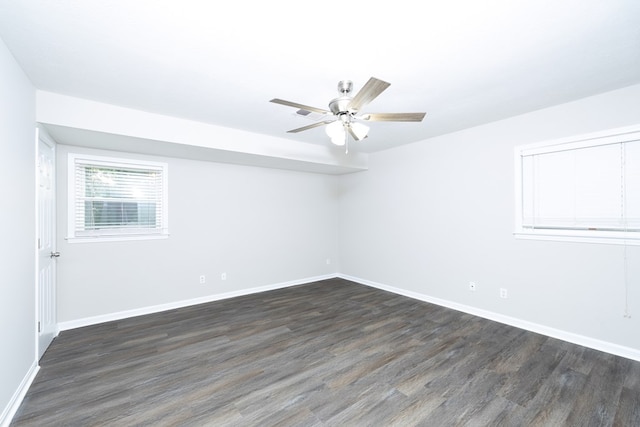 3068 Apache Dr, Columbus, GA 31909 - empty room featuring dark wood finished floors, ceiling fan, and baseboards