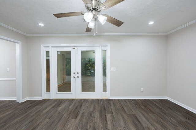 3068 Apache Dr, Columbus, GA 31909 - spare room featuring french doors, dark wood-style floors, recessed lighting, baseboards, and a ceiling fan