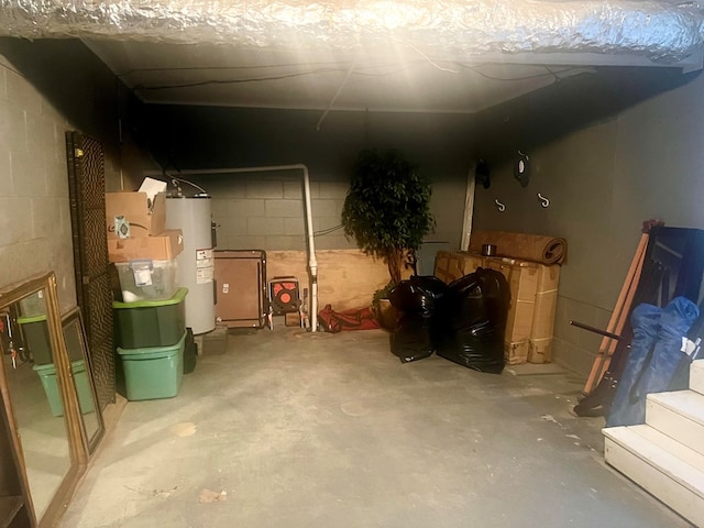 4212 Canady St, Columbus, GA 31909 - unfinished below grade area featuring water heater and concrete block wall