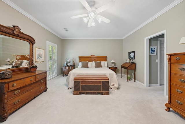 9011 Travelers Way, Midland, GA 31820 - bedroom featuring ornamental molding, light carpet, ceiling fan, and baseboards