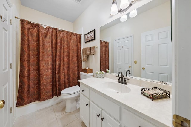 9011 Travelers Way, Midland, GA 31820 - bathroom with tile patterned flooring, vanity, toilet, and shower / bath combination with curtain