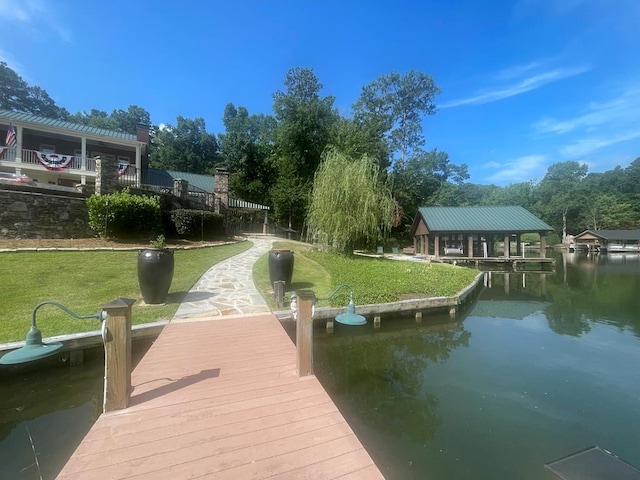 219 Broken Rock Rd, Hamilton, GA 31811 - dock featuring a yard and a water view
