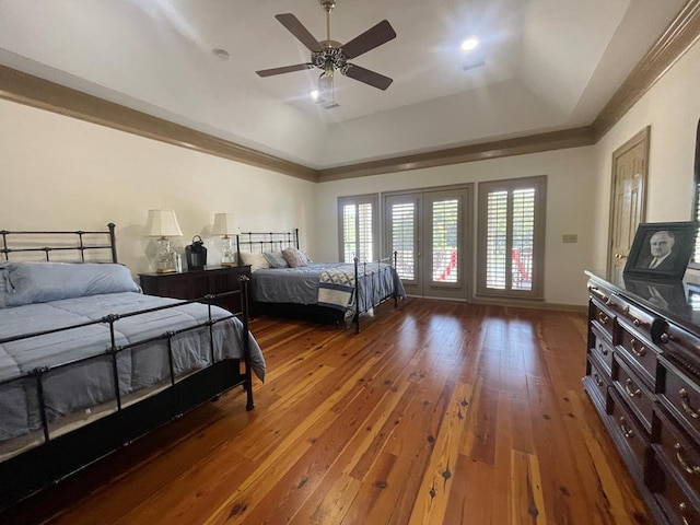 219 Broken Rock Rd, Hamilton, GA 31811 - bedroom with a tray ceiling, hardwood / wood-style flooring, and ceiling fan