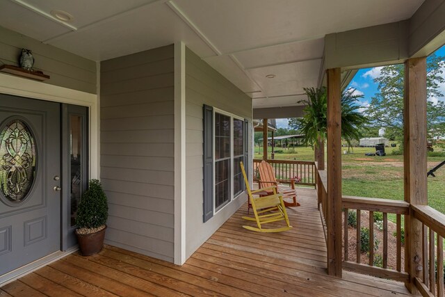 deck featuring a porch