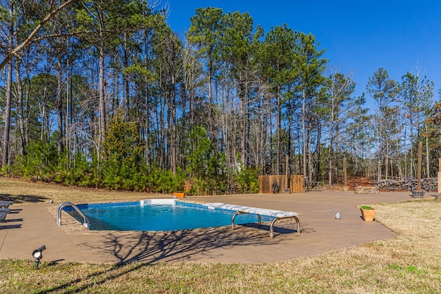 outdoor pool featuring a diving board