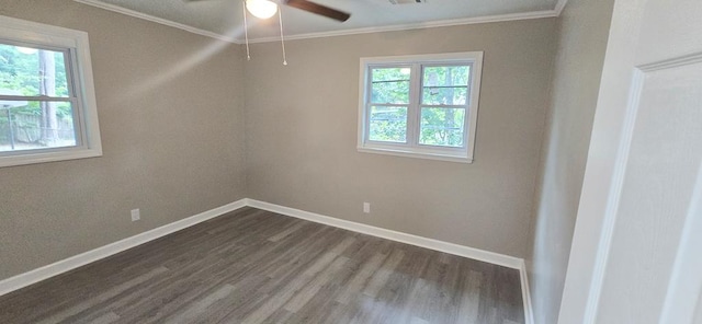 3315 Urban Ave, Columbus, GA 31907 - empty room featuring healthy amount of natural light, dark wood finished floors, ornamental molding, and ceiling fan