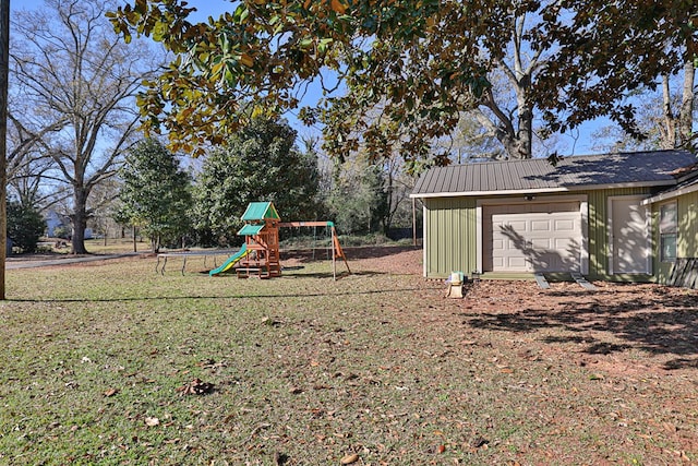 view of playground with an outdoor structure