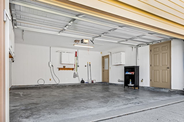 garage with a garage door opener