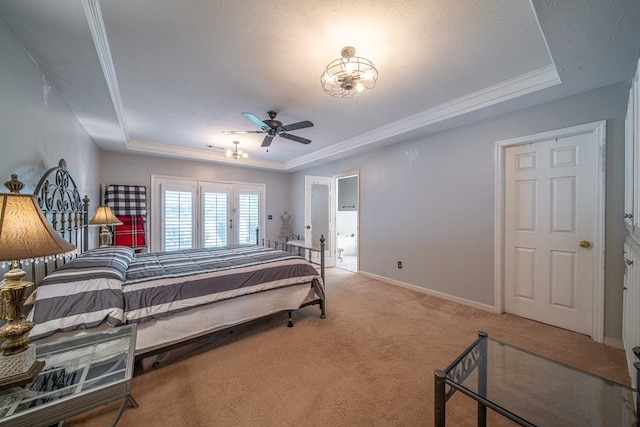 5 Mallard Ct, Midland, GA 31820 - bedroom featuring a tray ceiling, light colored carpet, and ornamental molding