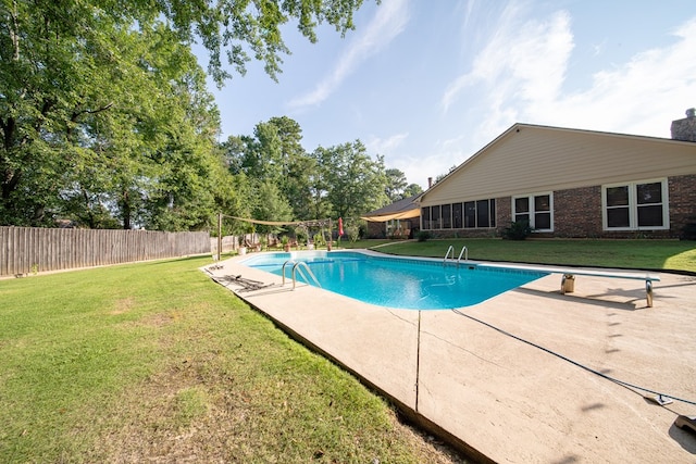 5 Mallard Ct, Midland, GA 31820 - view of pool with a patio area, a fenced backyard, and a diving board
