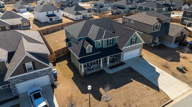 aerial view with a residential view