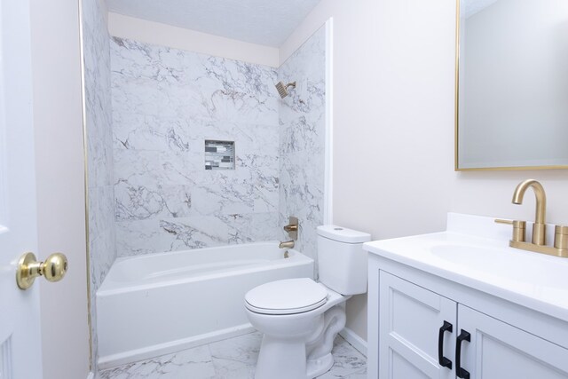 924 Vista Dr, Columbus, GA 31907 - bathroom with bathtub / shower combination, vanity, marble finish floor, and toilet