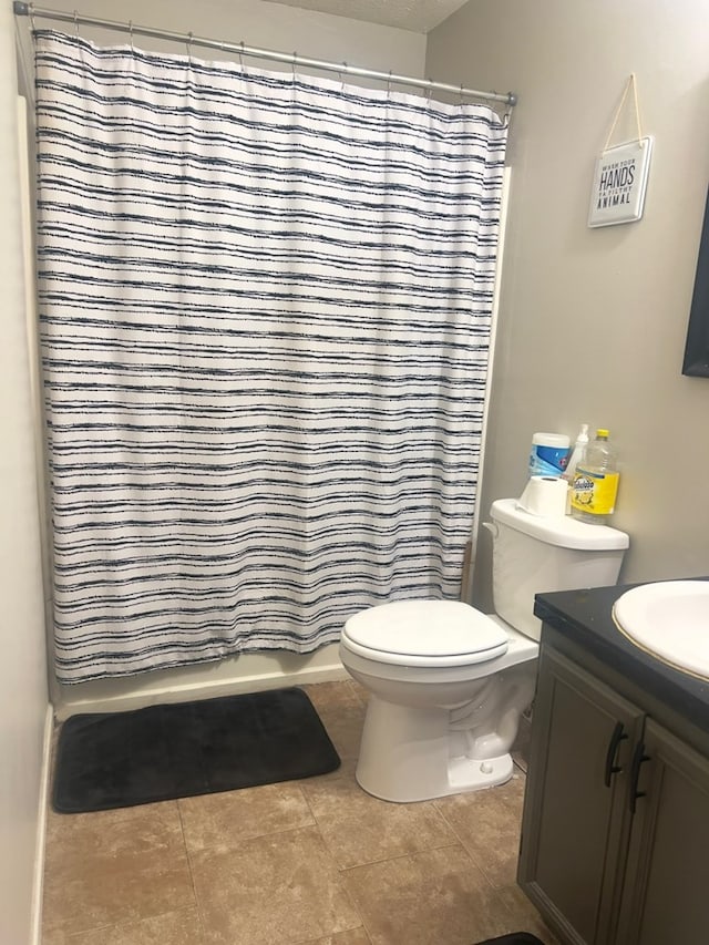 6840 Hidden Lake Dr, Rex, GA 30273 - bathroom with vanity, tile patterned flooring, and a shower with curtain