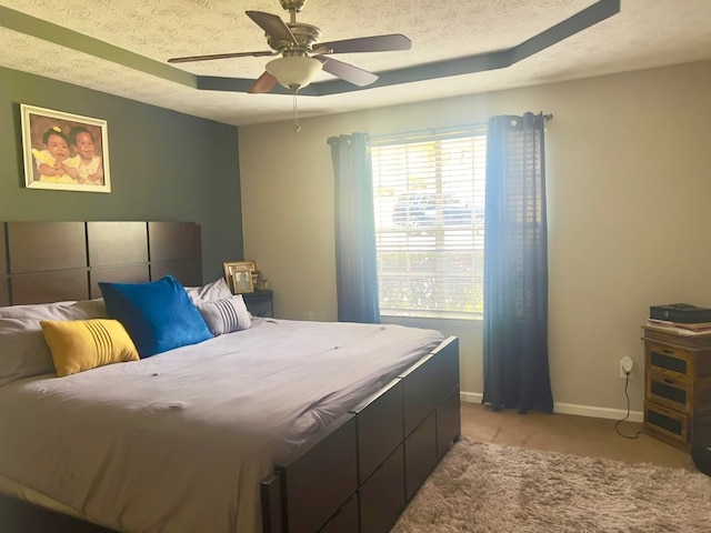 6840 Hidden Lake Dr, Rex, GA 30273 - bedroom with light colored carpet, a textured ceiling, and a ceiling fan