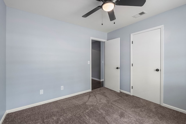 8344 Twin Chapel Dr, Columbus, GA 31904 - unfurnished bedroom featuring visible vents, ceiling fan, carpet flooring, and baseboards