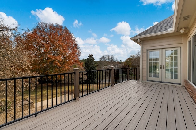 wooden terrace with french doors