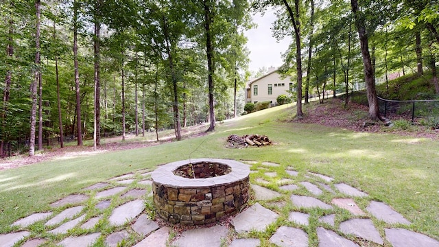 7718 River Crest Dr, Columbus, GA 31904 - view of yard featuring an outdoor fire pit