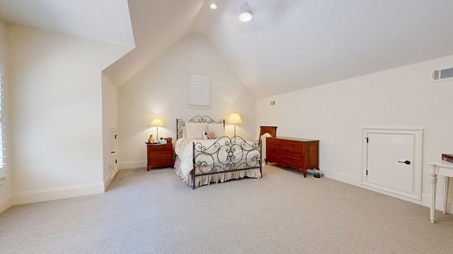 7718 River Crest Dr, Columbus, GA 31904 - bedroom with carpet flooring, lofted ceiling, and baseboards