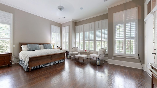 7718 River Crest Dr, Columbus, GA 31904 - bedroom with crown molding, dark wood-style floors, and baseboards