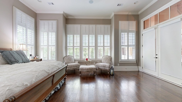 7718 River Crest Dr, Columbus, GA 31904 - bedroom featuring dark wood-type flooring, ornamental molding, and baseboards