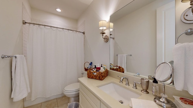 7718 River Crest Dr, Columbus, GA 31904 - bathroom featuring vanity, toilet, tile patterned flooring, and recessed lighting