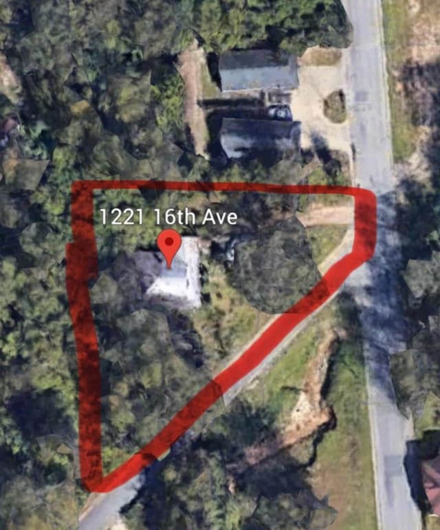 1221 16th Ave, Phenix City, AL 36867 - aerial overview of property's location featuring property parcel outlined