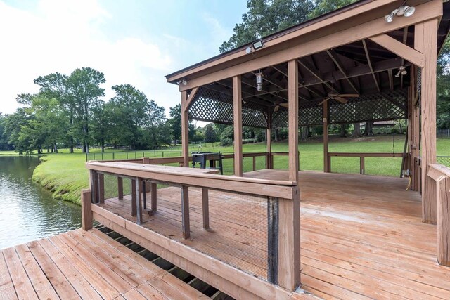 175 Slaughter Dr, Waverly Hall, GA 31831 - dock featuring a lawn and a deck with water view