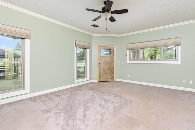 175 Slaughter Dr, Waverly Hall, GA 31831 - carpeted empty room featuring crown molding and ceiling fan
