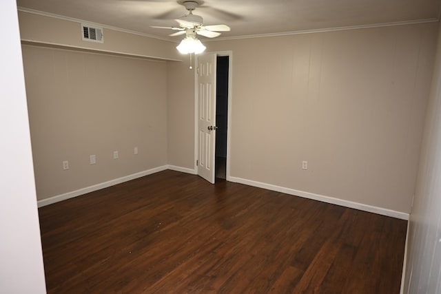 3919 Gray Fox Dr, Columbus, GA 31909 - unfurnished room with a ceiling fan, dark wood-type flooring, and ornamental molding