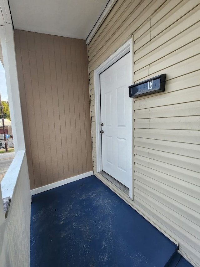 doorway to property with a balcony