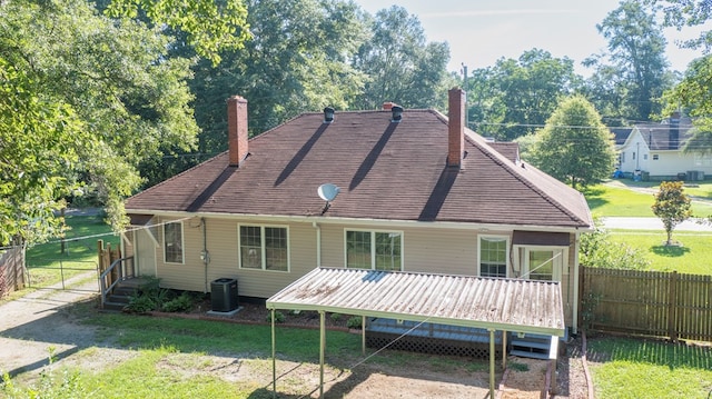 400 Lawrence St, Hogansville, GA 30230 - back of property featuring a chimney and a deck