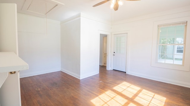 400 Lawrence St, Hogansville, GA 30230 - spare room featuring wood finished floors, ceiling fan, and attic access