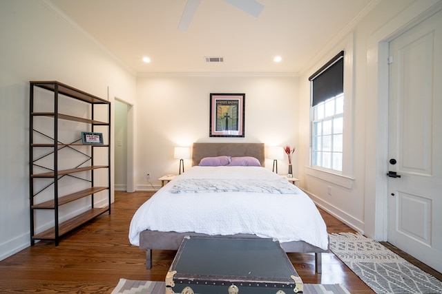 617 3rd Ave, Columbus, GA 31901 - bedroom featuring dark wood finished floors, baseboards, ornamental molding, and recessed lighting