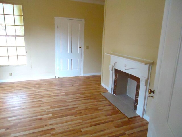 unfurnished living room featuring light wood-type flooring