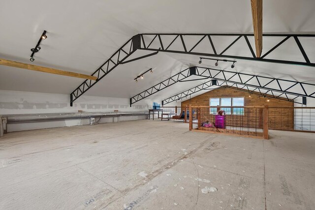 129 Hayes Rd, Mauk, GA 31058 - miscellaneous room featuring track lighting and lofted ceiling