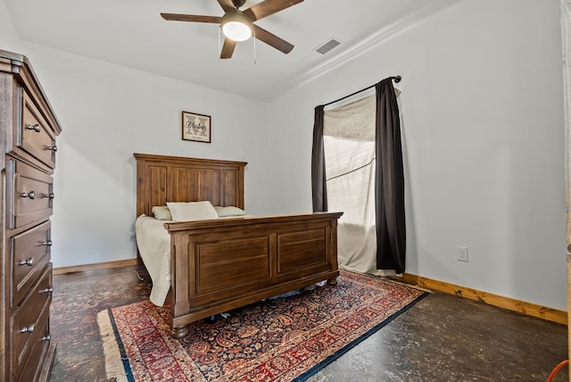 129 Hayes Rd, Mauk, GA 31058 - bedroom with concrete floors and ceiling fan