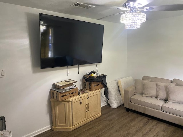 living room featuring dark hardwood / wood-style floors