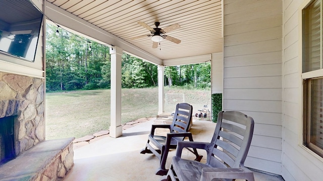 view of patio / terrace with ceiling fan