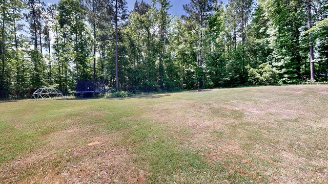 view of yard featuring a trampoline