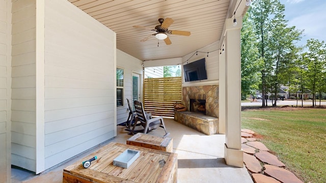 view of patio / terrace featuring a ceiling fan