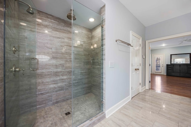 bathroom featuring walk in shower