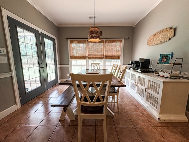 4880 Turnberry Ln, Columbus, GA 31909 - tiled dining room featuring french doors and crown molding