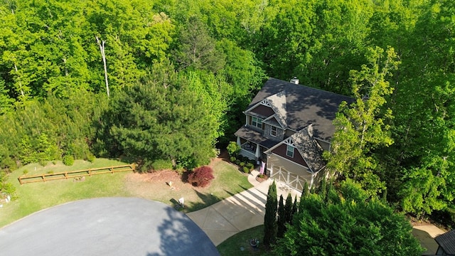 drone / aerial view with a forest view