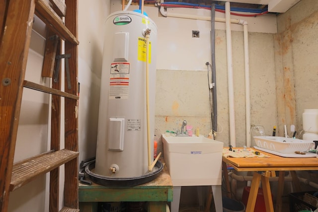 utilities with a sink and water heater
