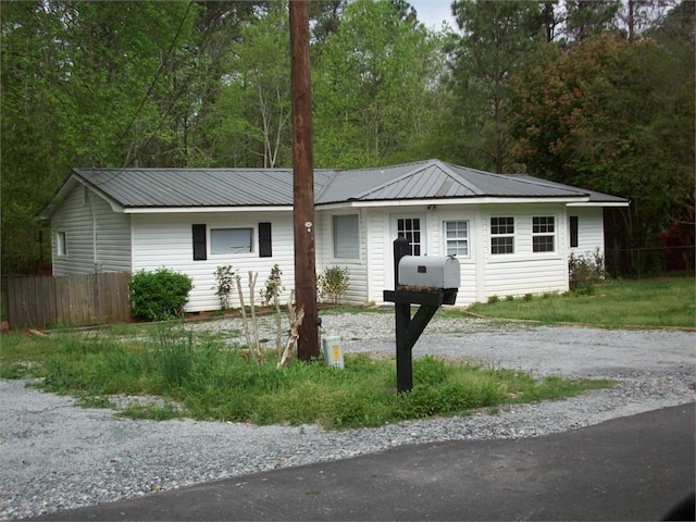 view of single story home