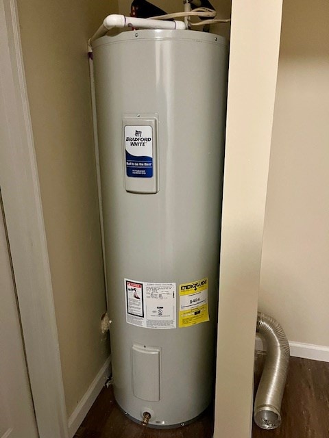 utility room featuring electric water heater