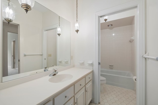 1425 Dartmouth Rd, Columbus, GA 31904 - full bathroom with toilet, vanity, tile patterned flooring, and washtub / shower combination